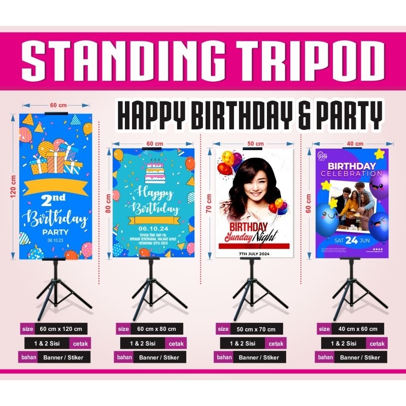 Jual TRIPOD BANNER STANDING DISPLAY DUDUKAN RANGKA BESI UCAPAN ULANG ...