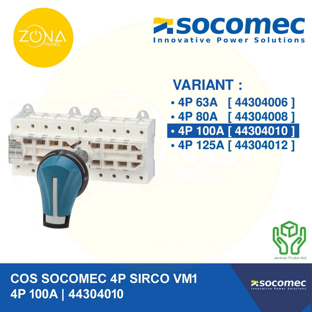 Jual COS CHANGEOVER SWITCH SOCOMEC VM1 4P 4 POLE 100A 44304010 ORIGINAL ...