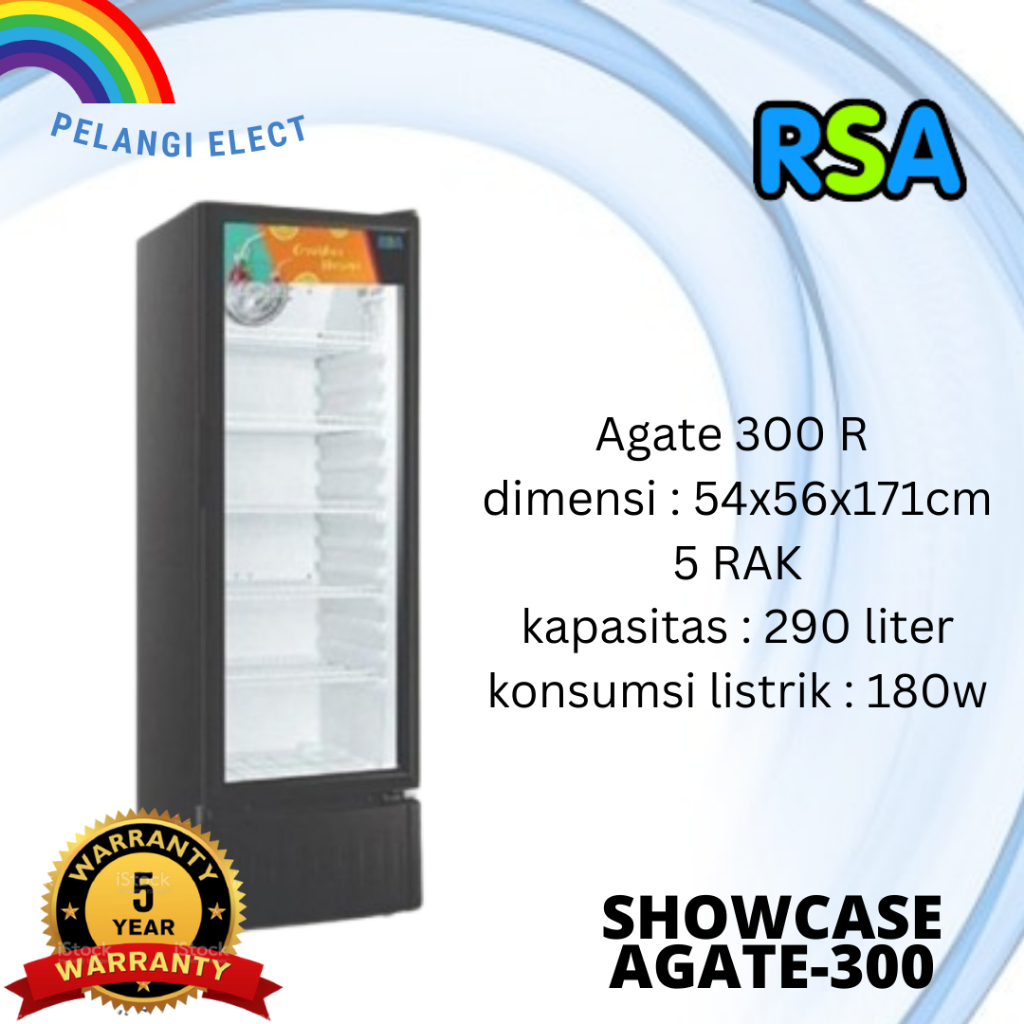 Jual RSA AGATE-300.R Showcase 1 Pintu 290L 5 Rak | Shopee Indonesia