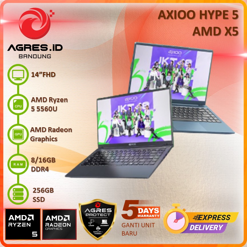 Jual AXIOO HYPE 5 AMD X5 RYZEN 5 5560U W11 16GB 256GB 14