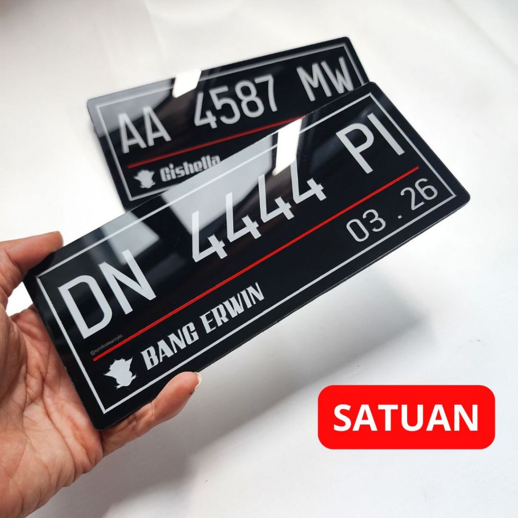 Plat Nomor Akrilik Custom Sepeda Motor SATUAN