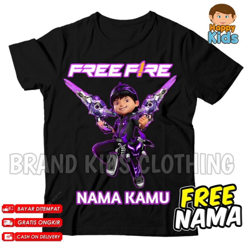 Jual Gratis Nama BAJU KAOS ANAK ANAK FREE FIRE x BOBOIBOY NEW FASHION
