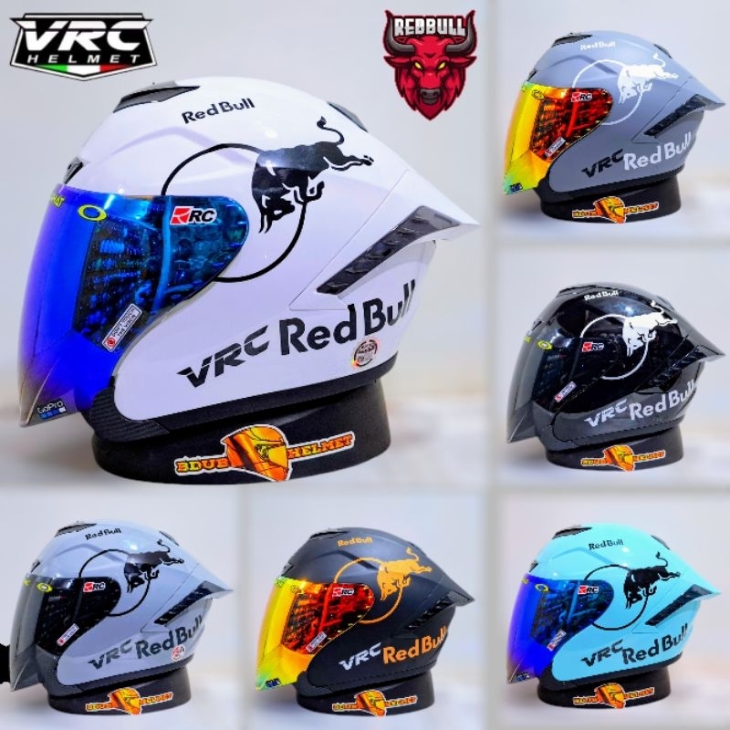 Jual Helm Half face VRC Racer-X SOLID White Paket ganteng red bull ...