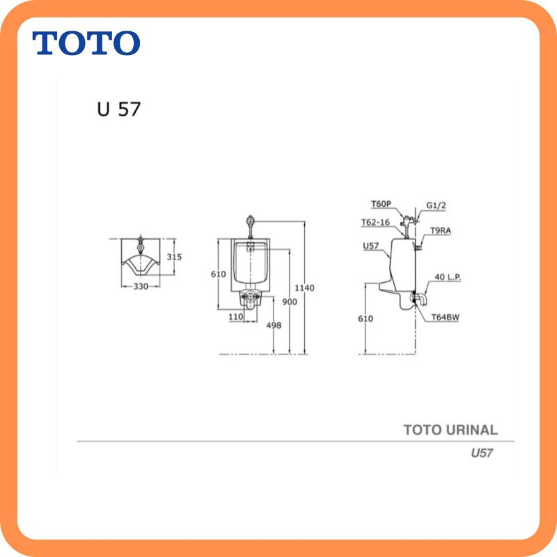 Jual Urinoir TOTO U57 complete set push valve / urinal toto lengkap u ...