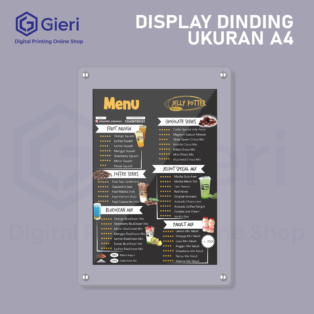 Jual DISPLAY DINDING AKRILIK / FRAME AKRILIK / STAND POSTER AKRILIK A4 ...
