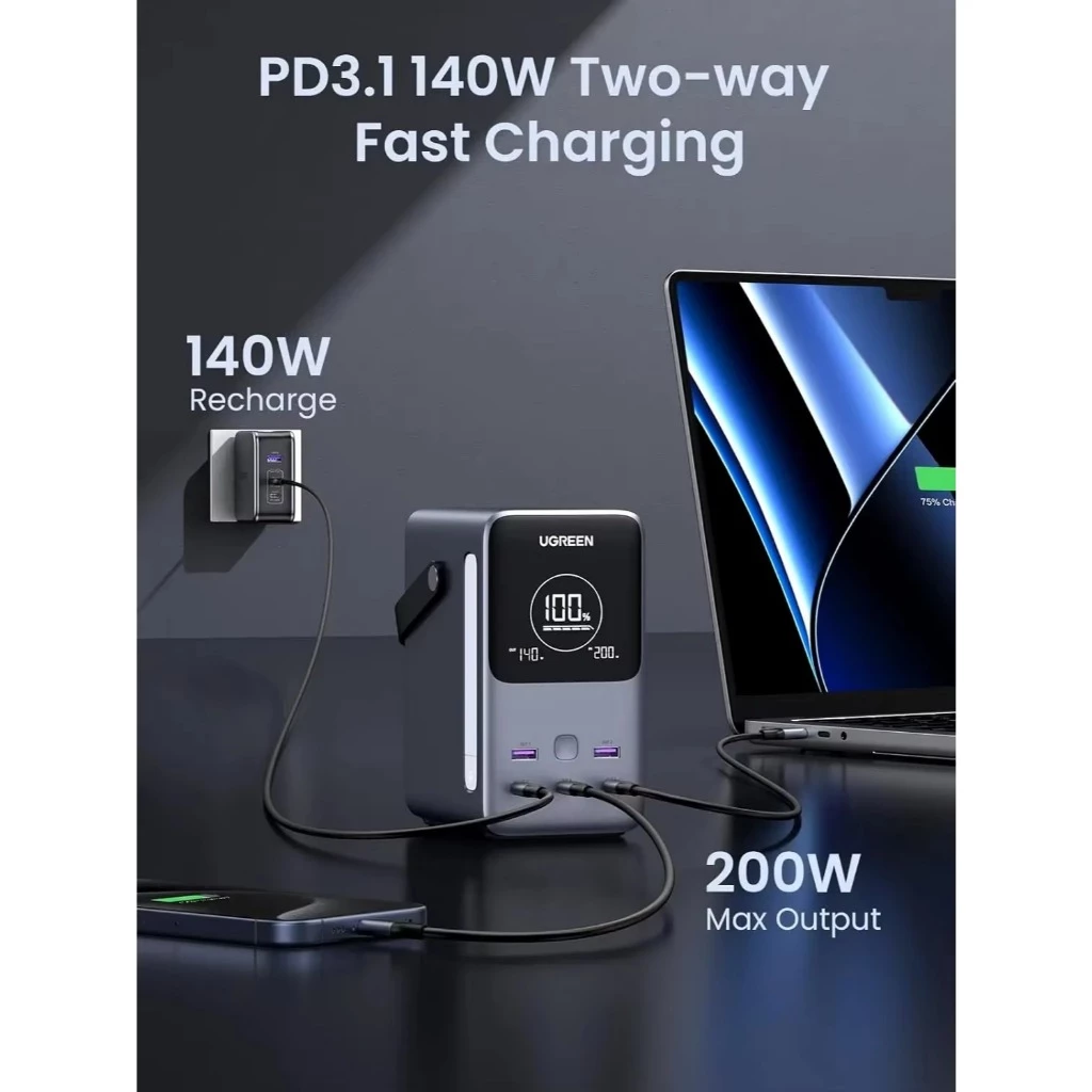 UGREEN Portable Charger Power Bank 48.000mAh PD Fast Charging 300W with Smart Digital Display, LED Indicator and SOS 25286