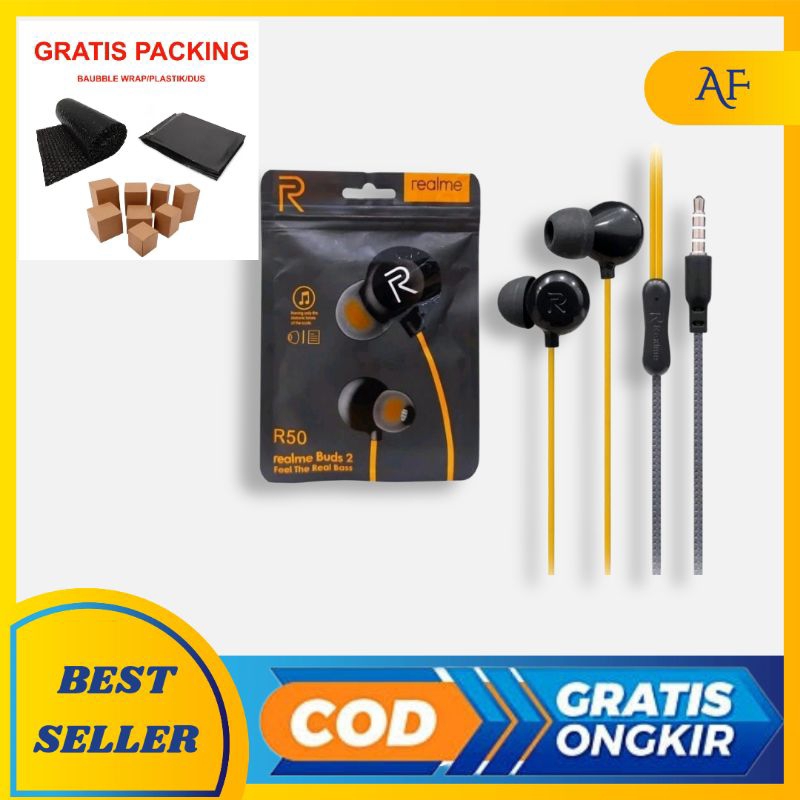 Jual R50 realme headaet earphone R50 handsfree headphone henset ...
