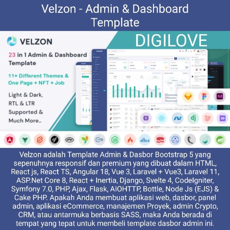 Jual Velzon - Admin & Dashboard Template | Shopee Indonesia