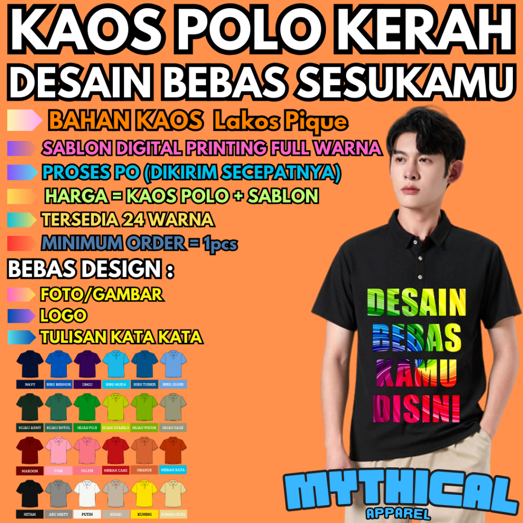 Jual [KAOS POLO CUSTOM] KAOS POLO SABLON BEBAS CUSTOM FOTO/GAMBAR ATAU ...