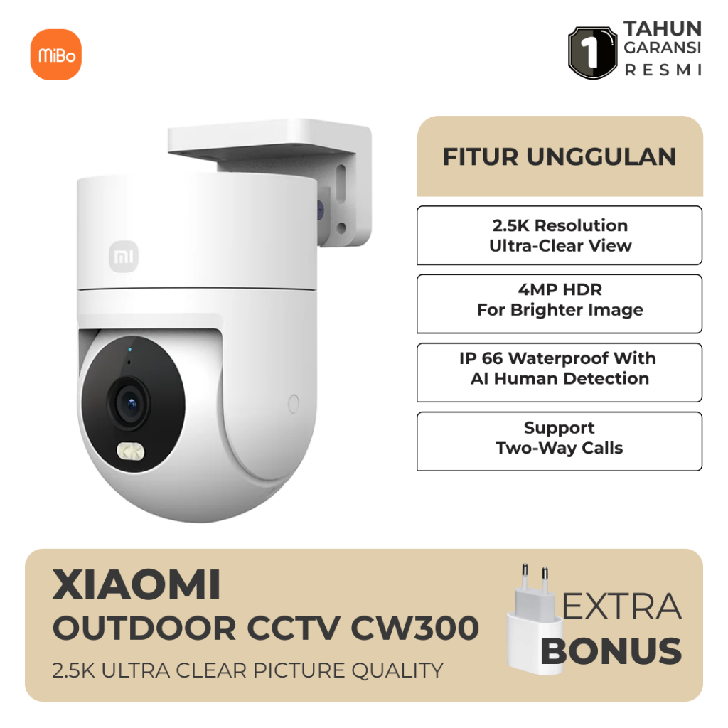 Xiaomi Outdoor Camera CW300 4MP Kamera CCTV Outdoor IP66 Waterproof AI  Human Tracking Detection Garansi Resmi