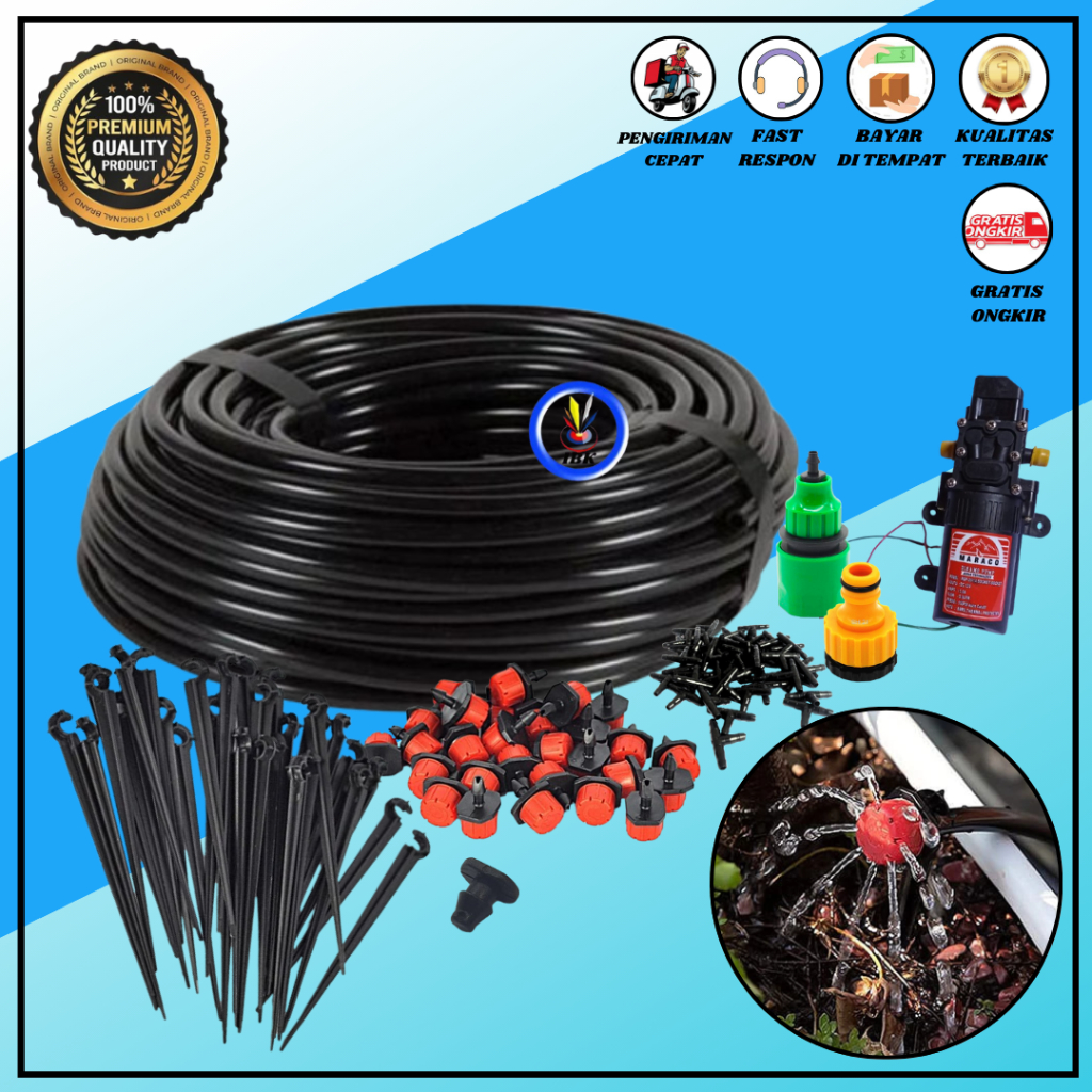 Set Irigasi Taman BULAT MERAH dengan Misting Sprayer dan Pompa 100 PSI IBK_123