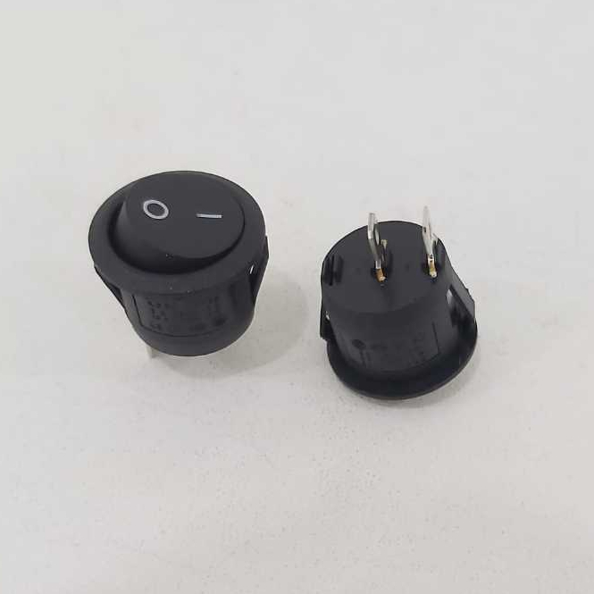 Jual SAKLAR ON OFF 2 KAKI HITAM BULAT ROCKER SWITCH KCD1 2 PIN 20MM ...