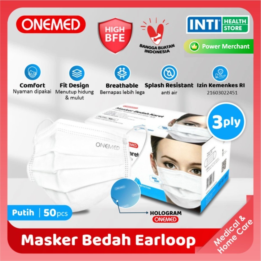 Jual Onemed | Masker 3 Ply Earloop Putih | Masker Medis | Surgical Mask ...