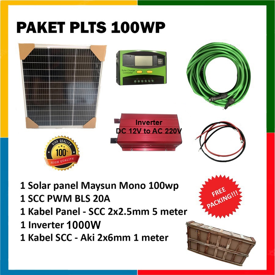 Jual Paket PLTS Solar Panel 100WP Panel Surya | Shopee Indonesia