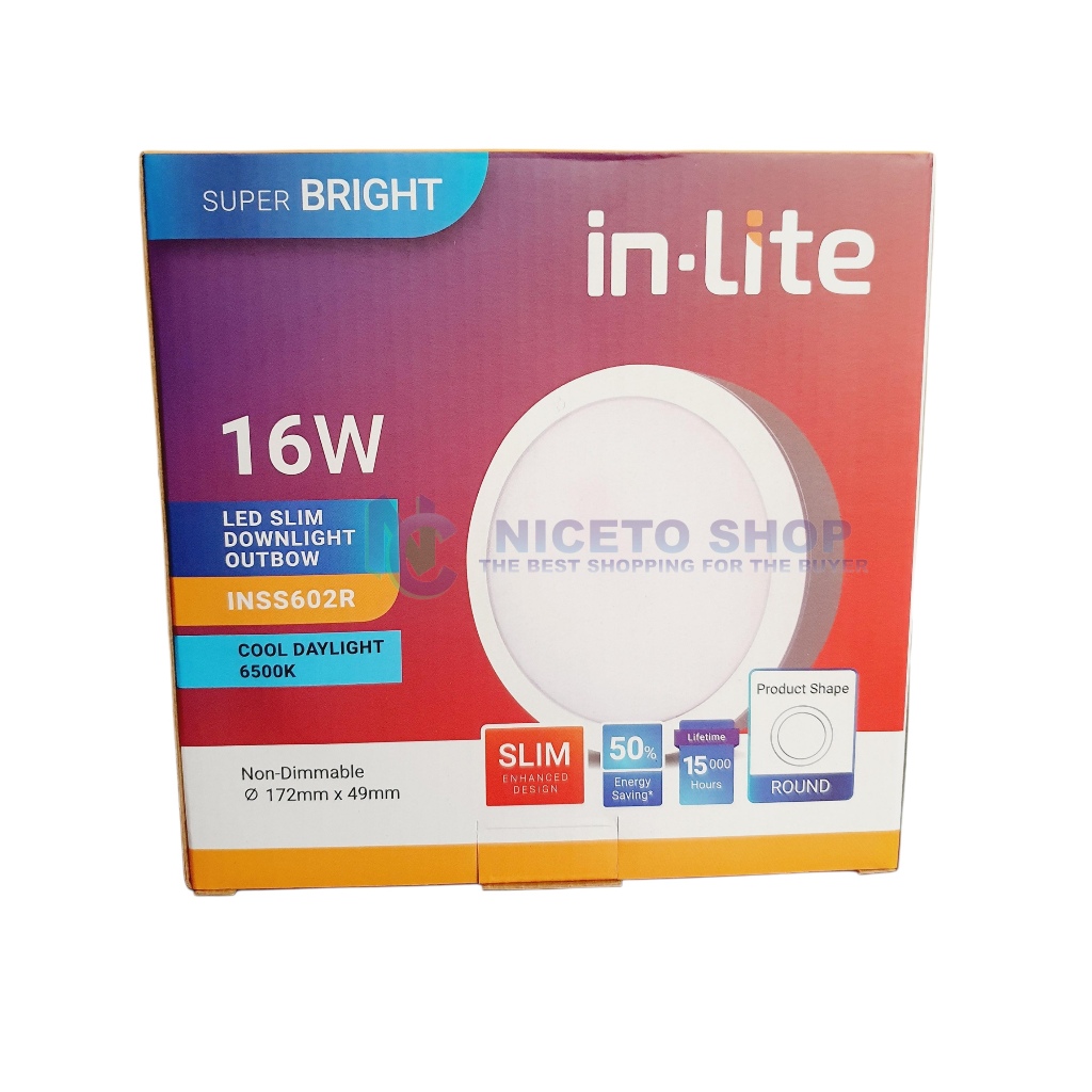 Jual InLite Led Slim Downlight Outbow Bulat OB INSS602R 7.5W 12W 16W ...