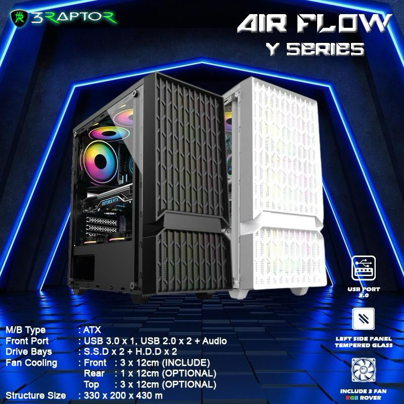 Jual Casing Gaming Raptor AirFlow Y Series Tempered Glass | Shopee ...