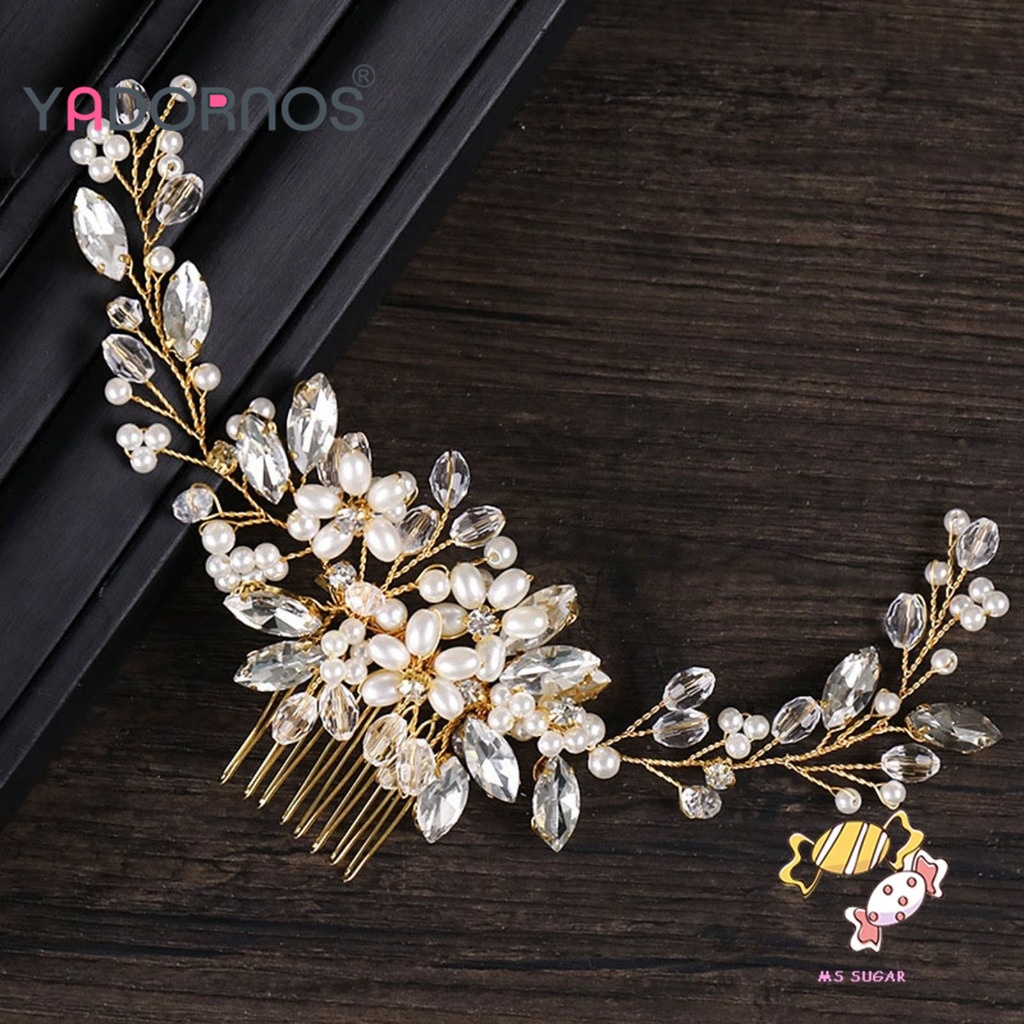 Jual YADORNOS Kawat Emas Sisir Rambut Pengantin Aksesoris Rambut ...