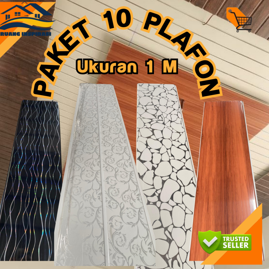 Jual PAKET 10 PCS PLAFON PVC UKURAN 1 M LEBAR 20 CM MINIMALIS MEWAH DAN ...