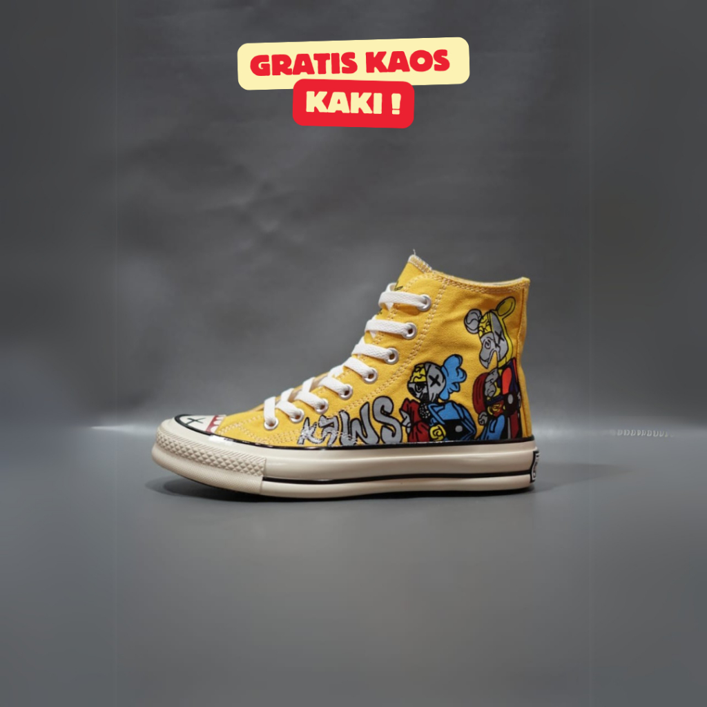 Jual SEPATU CONVERSE 70S HIGH X KAWS COMPANION JILID 2 HITAM GRADE ORIGINAL 36 43 SNEAKERS BLACK WHITE Shopee Indonesia