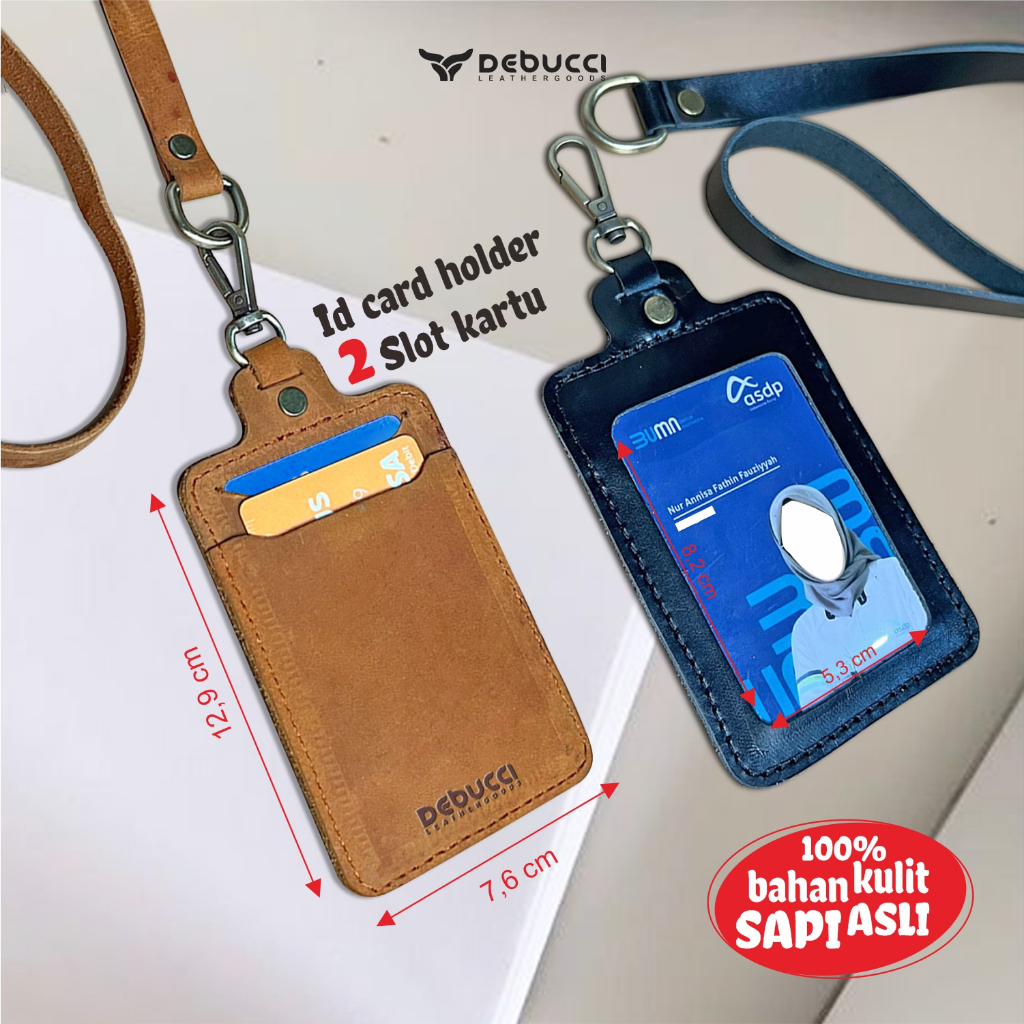 Jual Name Tag ID Card Kulit sapi asli 100% - Name Tag Lanyard Kulit 2 ...
