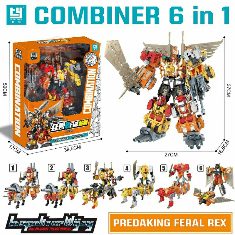 Jual NON JINBAO PREDAKING FERAL REX MMC COMBINER BOT 6 in 1 merek ...