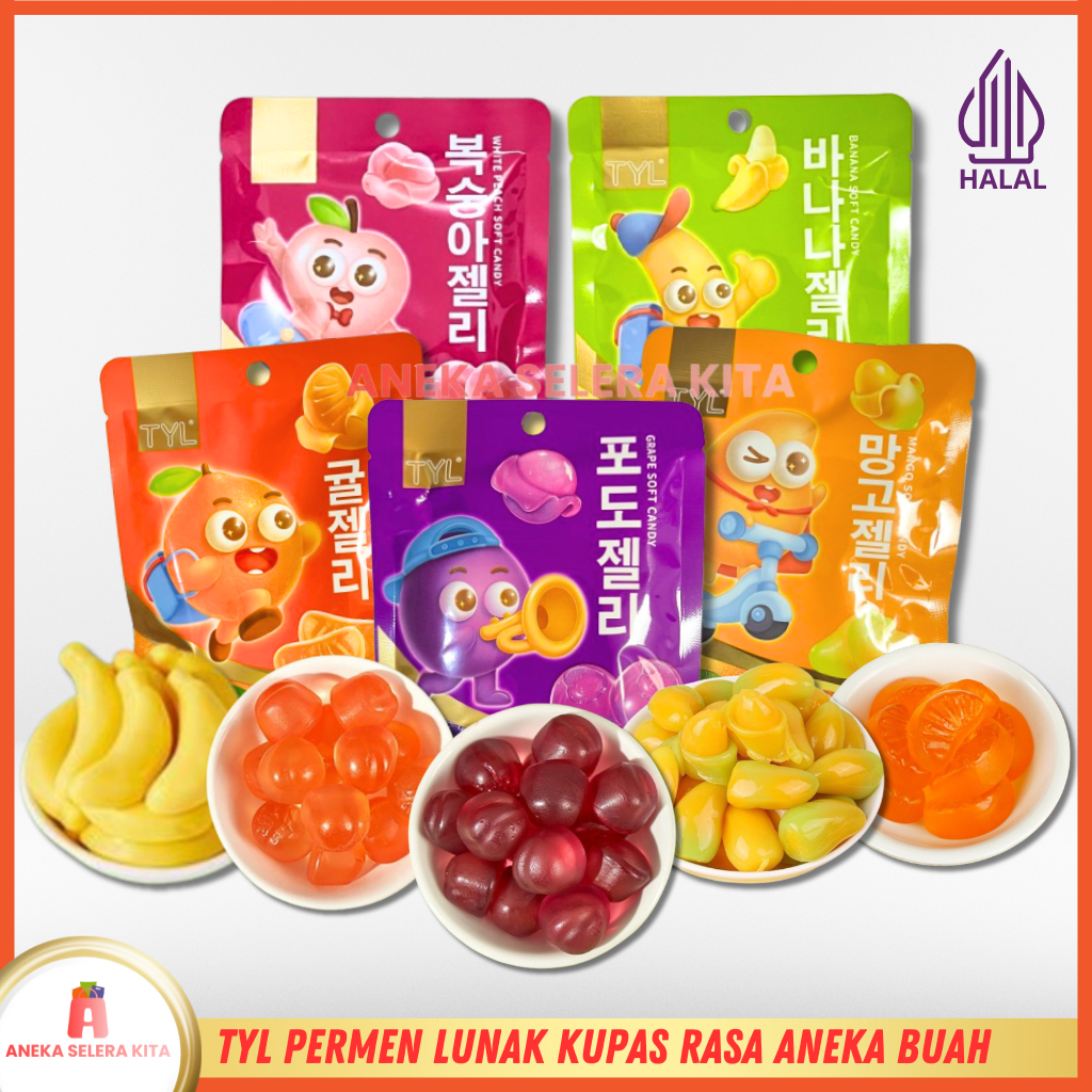 Jual TYL Permen Lunak Kupas Aneka Rasa Buah / Baopi Gummy Soft Candy ...
