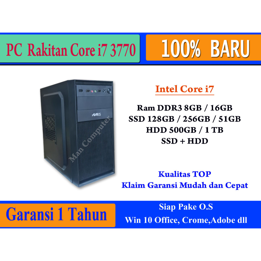 PC/Cpu BARU Core i7 3770 Ram Ddr3 SSD dan Hardisk