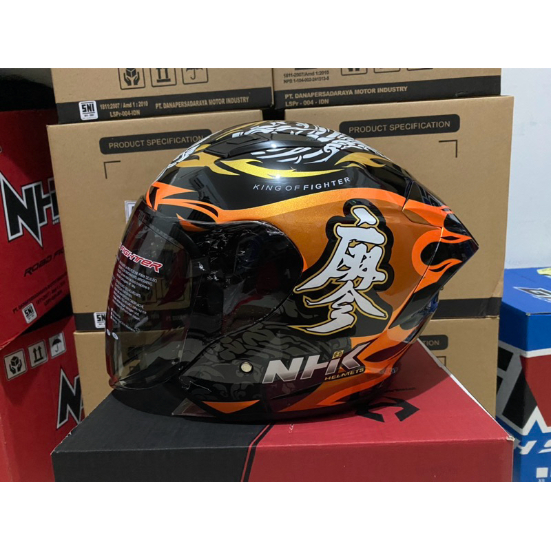 Jual NHK R1 Elite Rider Replika Chanon Black/orange | Shopee Indonesia