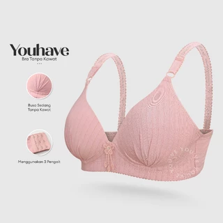 You’ve ( YouHave ) BH Wanita Bra Wanita Busa Tipis Tanpa Kawat Katun Jepang Seksi Cup B C Kait 3 100092