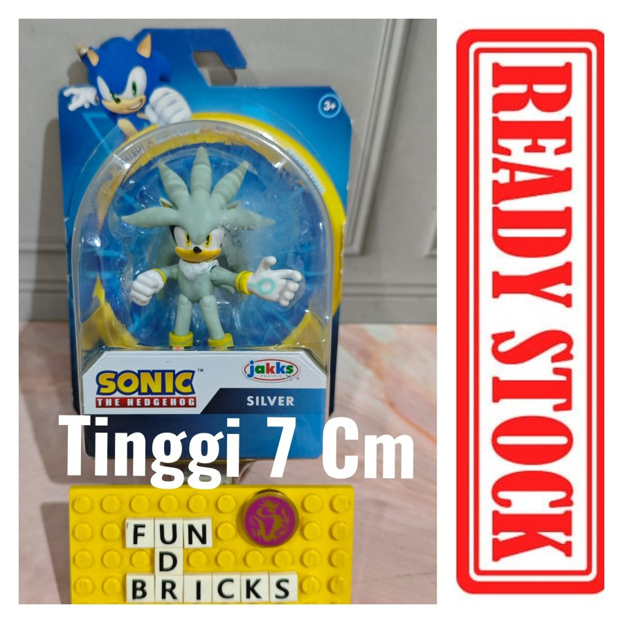 Jakks Pacific Sonic - Mini Figura Argento (Silver The Hedgehog) 5 Cm, Action Figure Snodata, Giocattolo Per Bambini Da 3 Anni In Su
