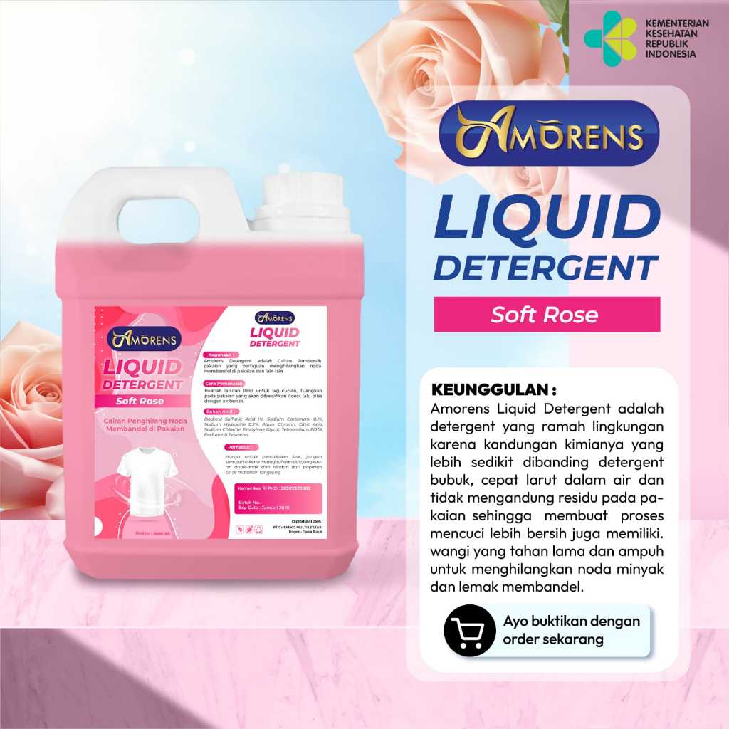 Jual DETERJEN CAIR AMORENS AROMA SOFT ROSE / DETERGEN 1 L PEMBERSIH ...