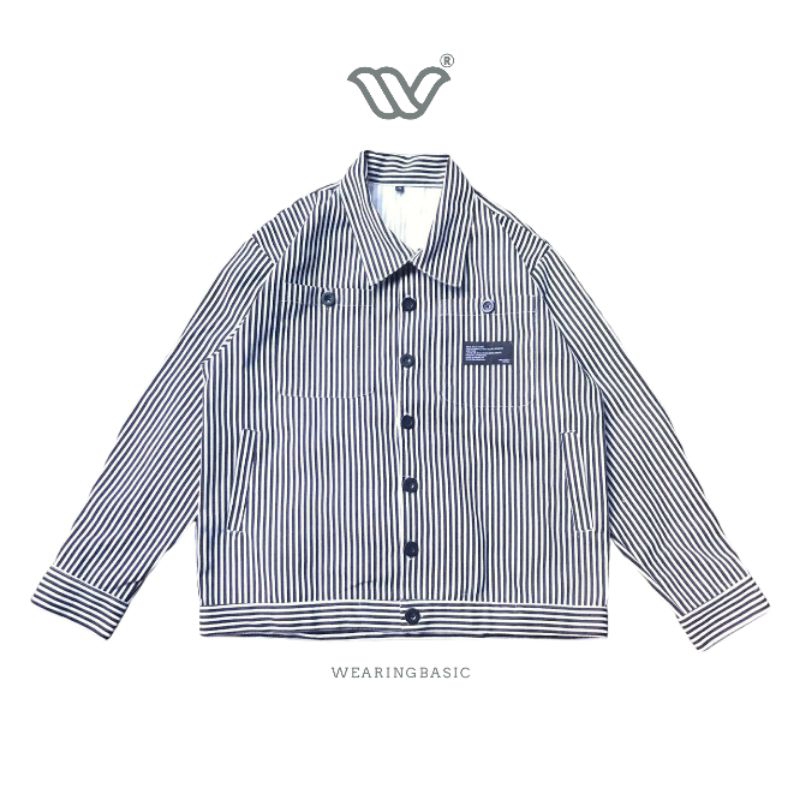 Jual WORK JACKET BOXY HICKORY STRIPEE DENIM EDITION | Shopee Indonesia