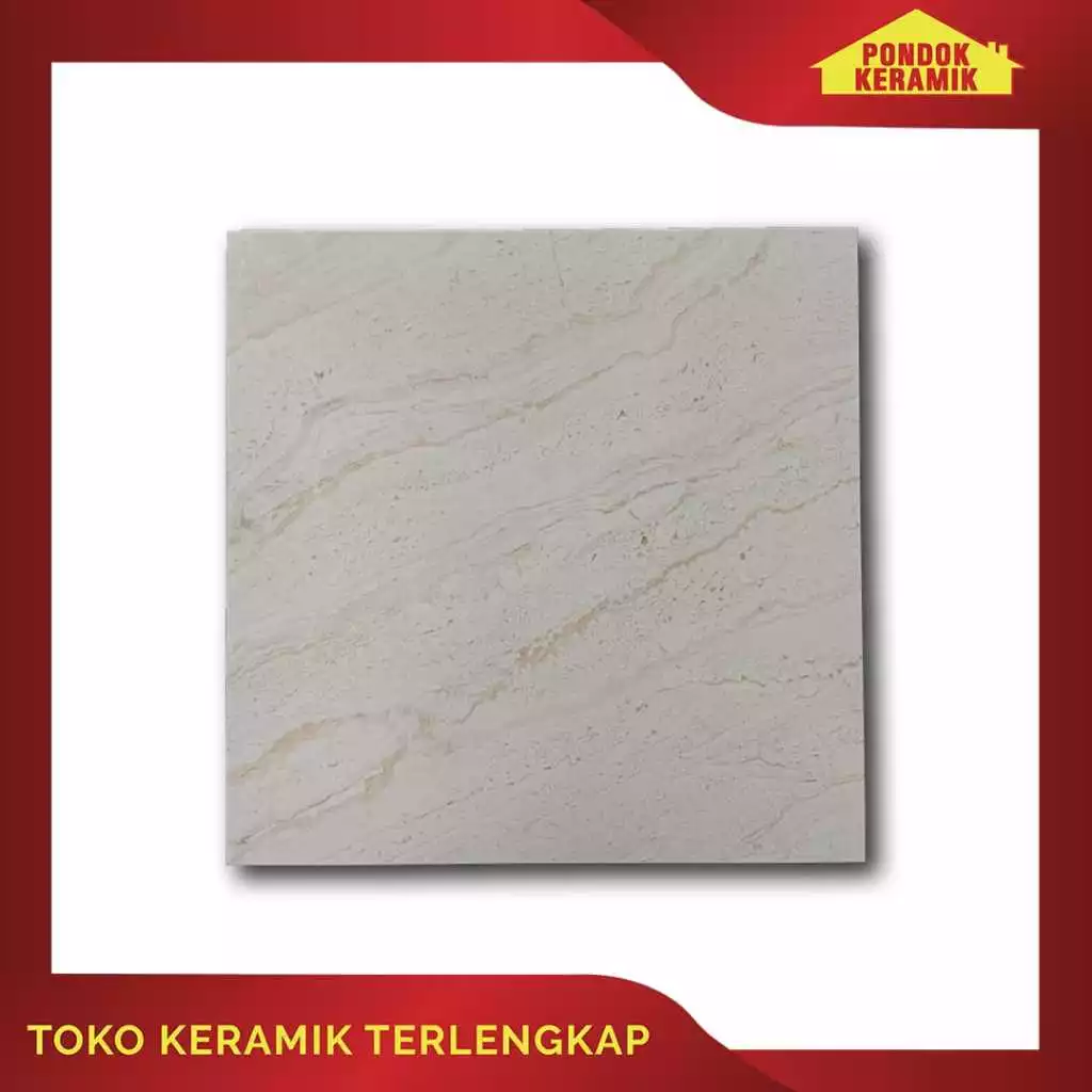Keramik Lantai Rectified Signature 50x50 Polar Ivory Glossy Motif Marble Cutting