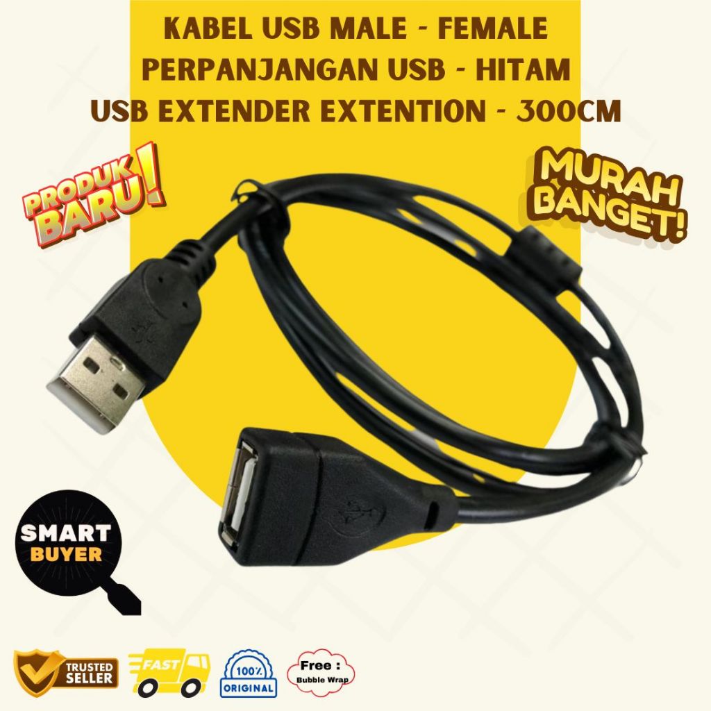 Jual Kabel USB Male Female Perpanjangan USB Extender Extention 300cm 3m ...