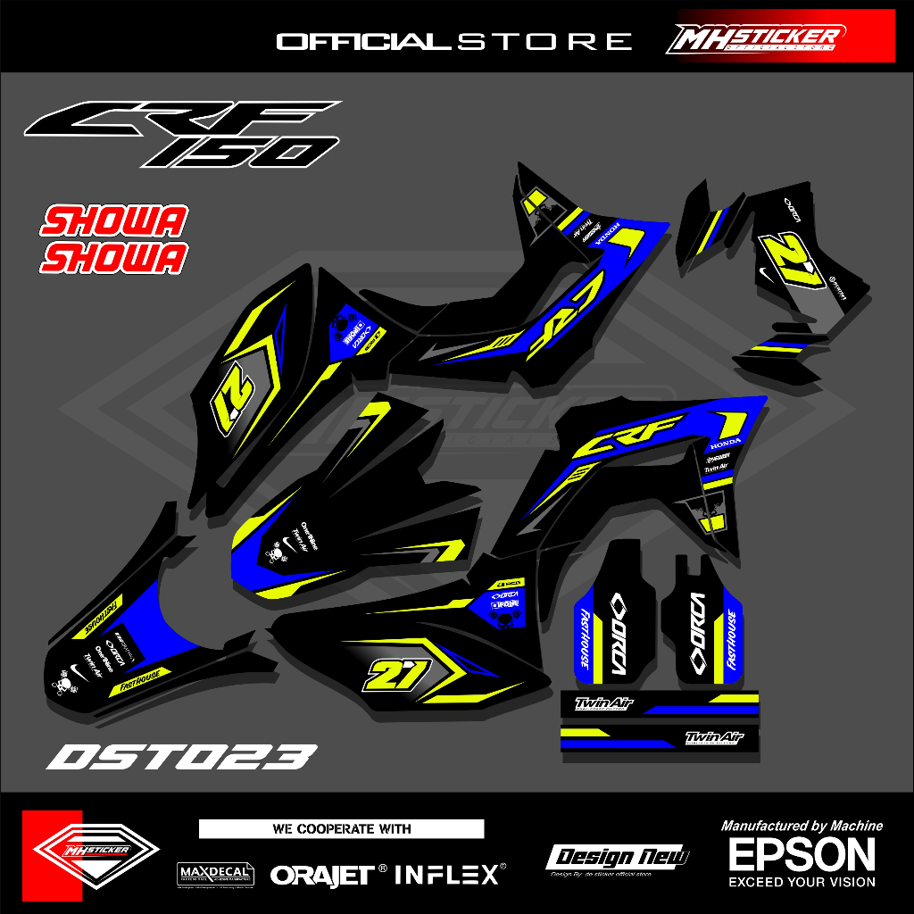 DECAL STICKER CRF 150 L decal custom crf full body sticker variasi honda crf 150 l bisa reques nama nomor