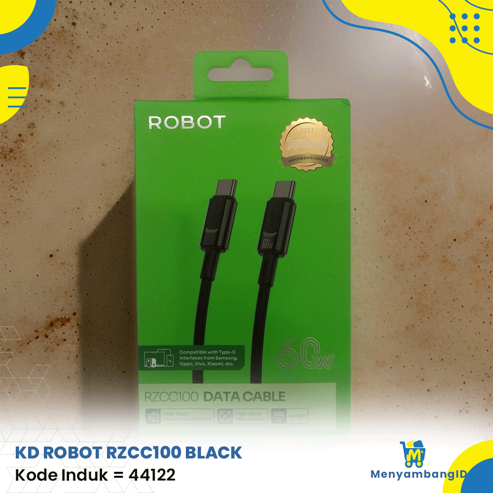 Jual 44122 | KABEL DATA ROBOT RZCC100 BLACK | Shopee Indonesia