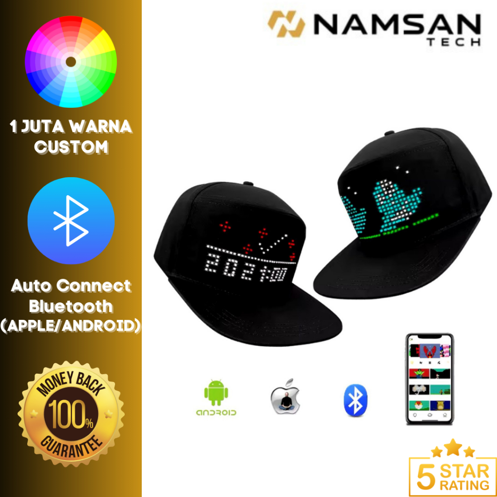 Jual NamsanTech ENVIROLIGHT | Topi led RGB Bluetooth wireless Topi RGB ...