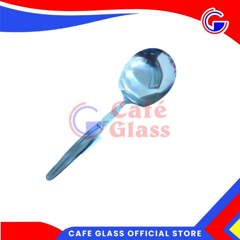 Sendok Sayur Stainless Tebal - Sendok Kuah Besar Anti Karat - Eros Sayur Ceper Motif Ukir (1704)