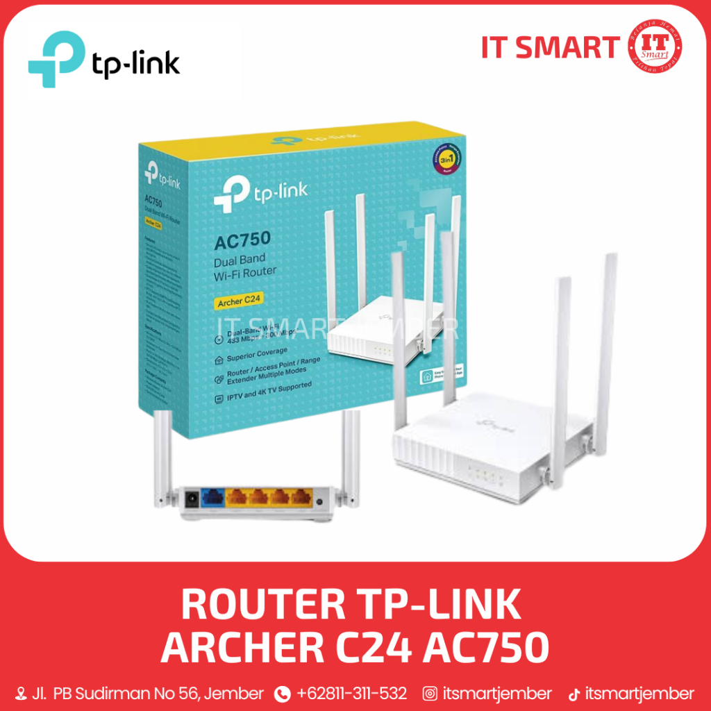 Jual ROUTER TP-LINK Archer C24 | AC750 Dual-Band Wi-Fi Router | Shopee ...