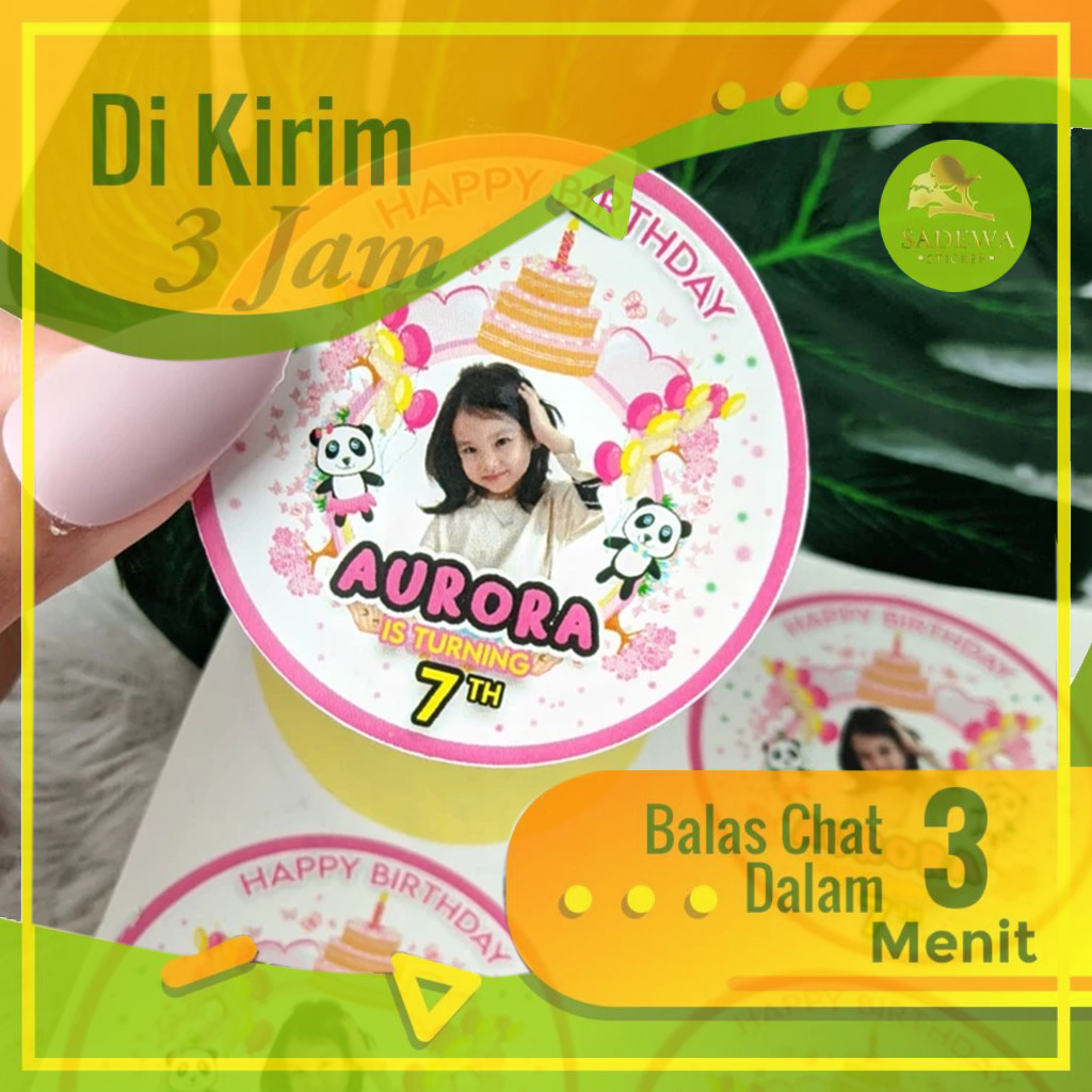 Jual 2-4 Sticker Ulang Tahun Stiker Label Ultah Anak Bulat Stiker ...
