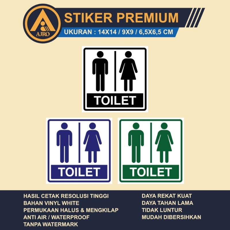 Jual Stiker Tanda Toilet Pria/Wanita - Ukuran 14x14 / 9X9 /6,5x6,5 Cm ...