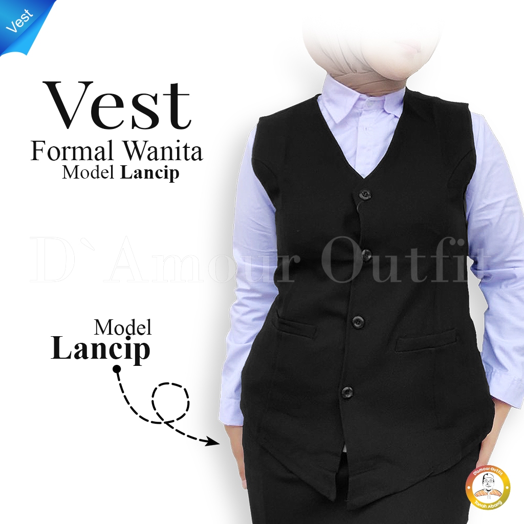 Jual Damour Outfit | Vest Rompi Kerja Wanita Polos Hitam Abu Bahan ...