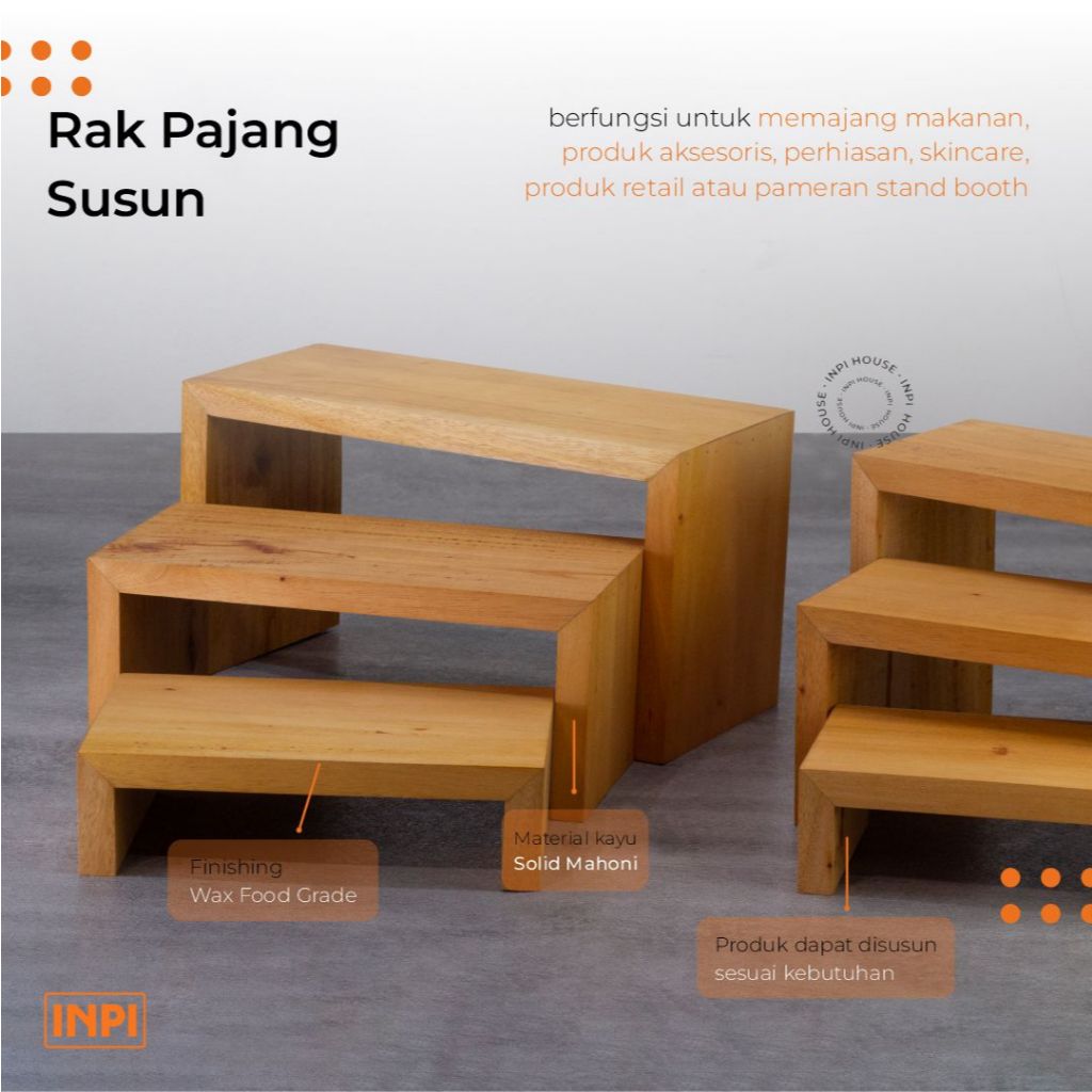 Jual INPI HOUSE Wooden Display, Riser - Display Rak Susun, Rak Pajang ...