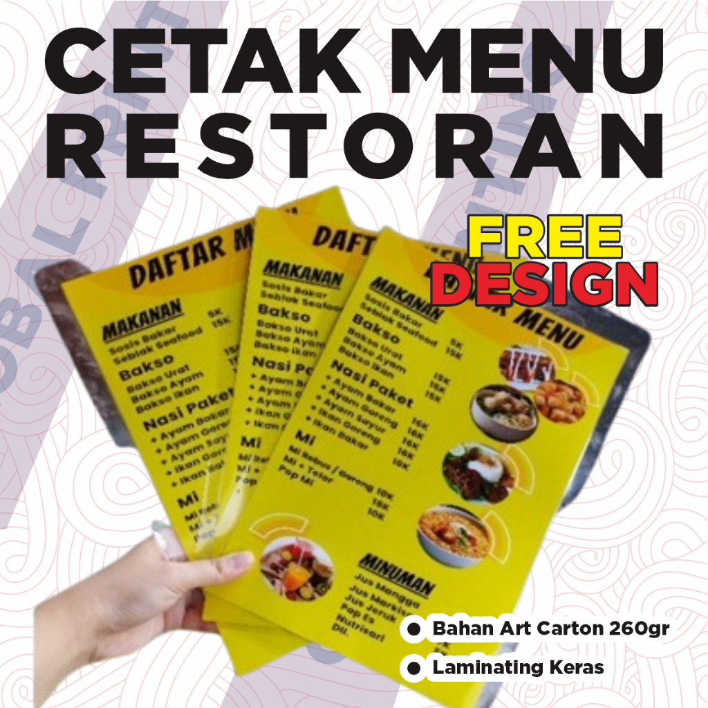 Jual CETAK Menu Restaurant Custom - FREE DESIGN | Shopee Indonesia