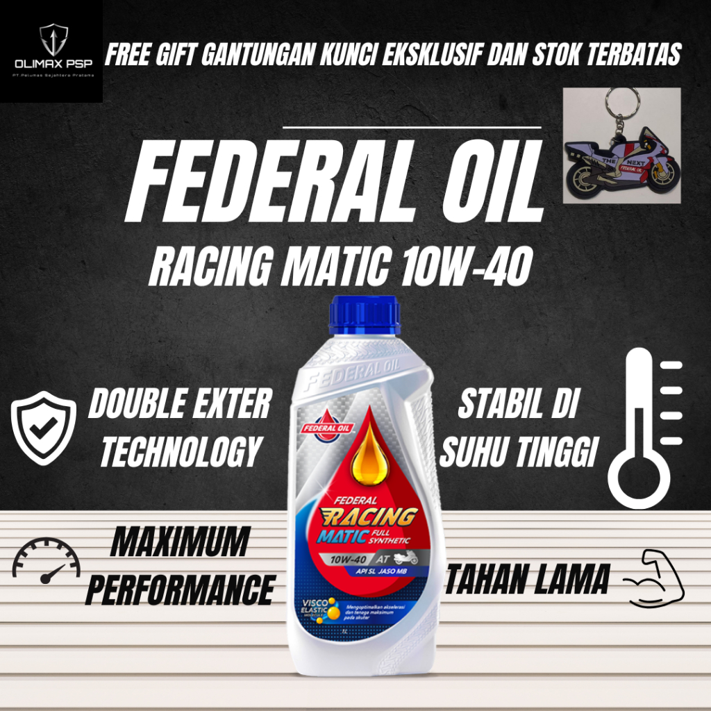 Jual OLI MESIN MOTOR FEDERAL RACING MATIC 10W-40 1 LITER ORIGINAL ...