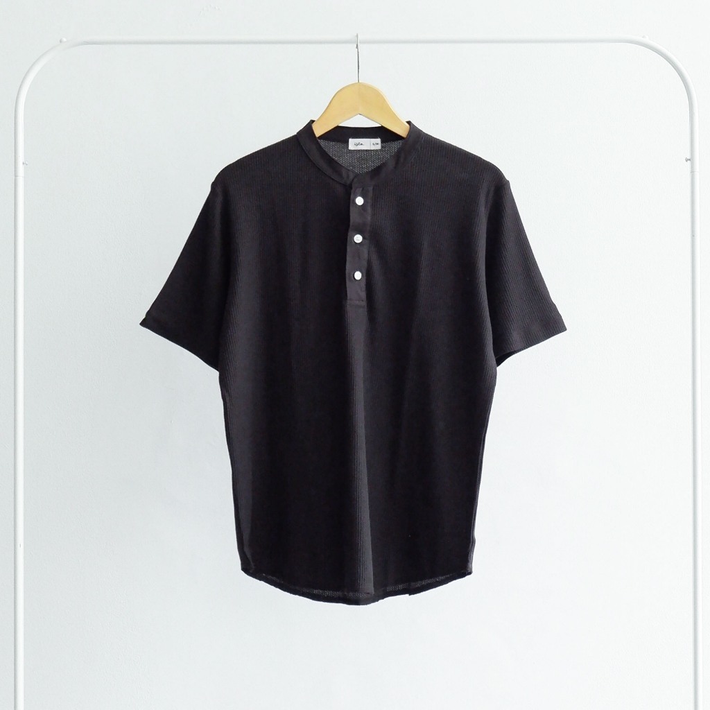 Jual Isla for Men Smith Waffle Henley Neck T-Shirt Short Sleeve