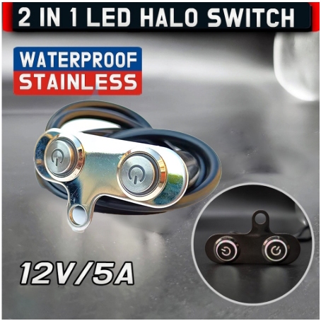 Jual Saklar LED Stainless Tombol On Off Push Button Metal plus soket ...