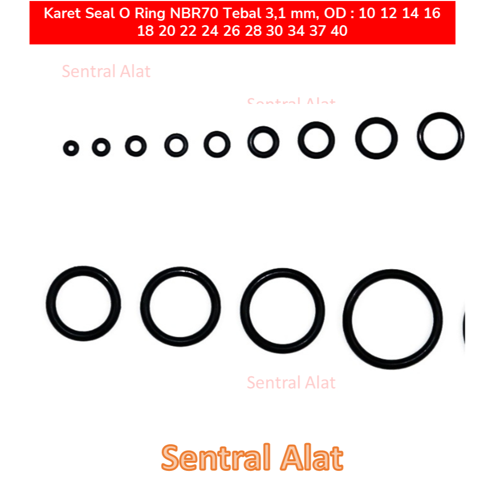Jual Karet Seal O Ring NBR70 Tebal 3,1 mm, OD : 10 11 12 13 14 15 16 17 ...