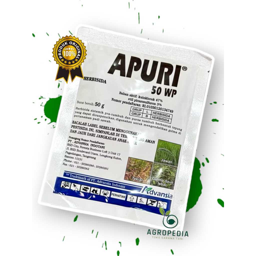 Jual Herbisida padi Sistemik APURI 50 WP @50 gr - Untuk Rumput Jawan ...
