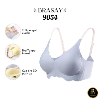 Brasay Bra Fashion Seamless Wanita Full Cup Motif Gelombang Polos Tali Adjust 9054